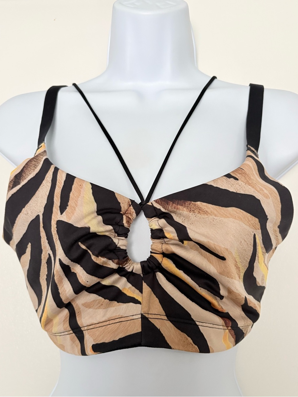 Savage X Fenty Tiger Print Keyhole Bralette Top L Animal Print Strappy Bra